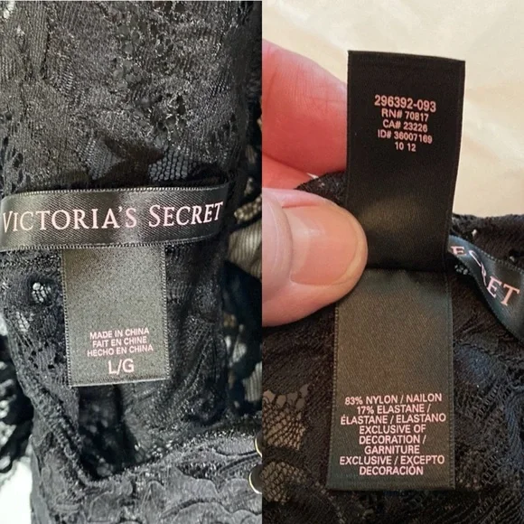 Victoria’s Secret Plunge V-Neck Sheer Black Lace Teddy Body Suit Ladies Large - Picture 12 of 16